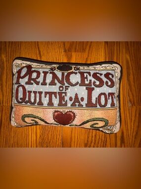 Mary Engelbreit Red and Cream 'Princess of Somewhere' Decorative Accent Pillow